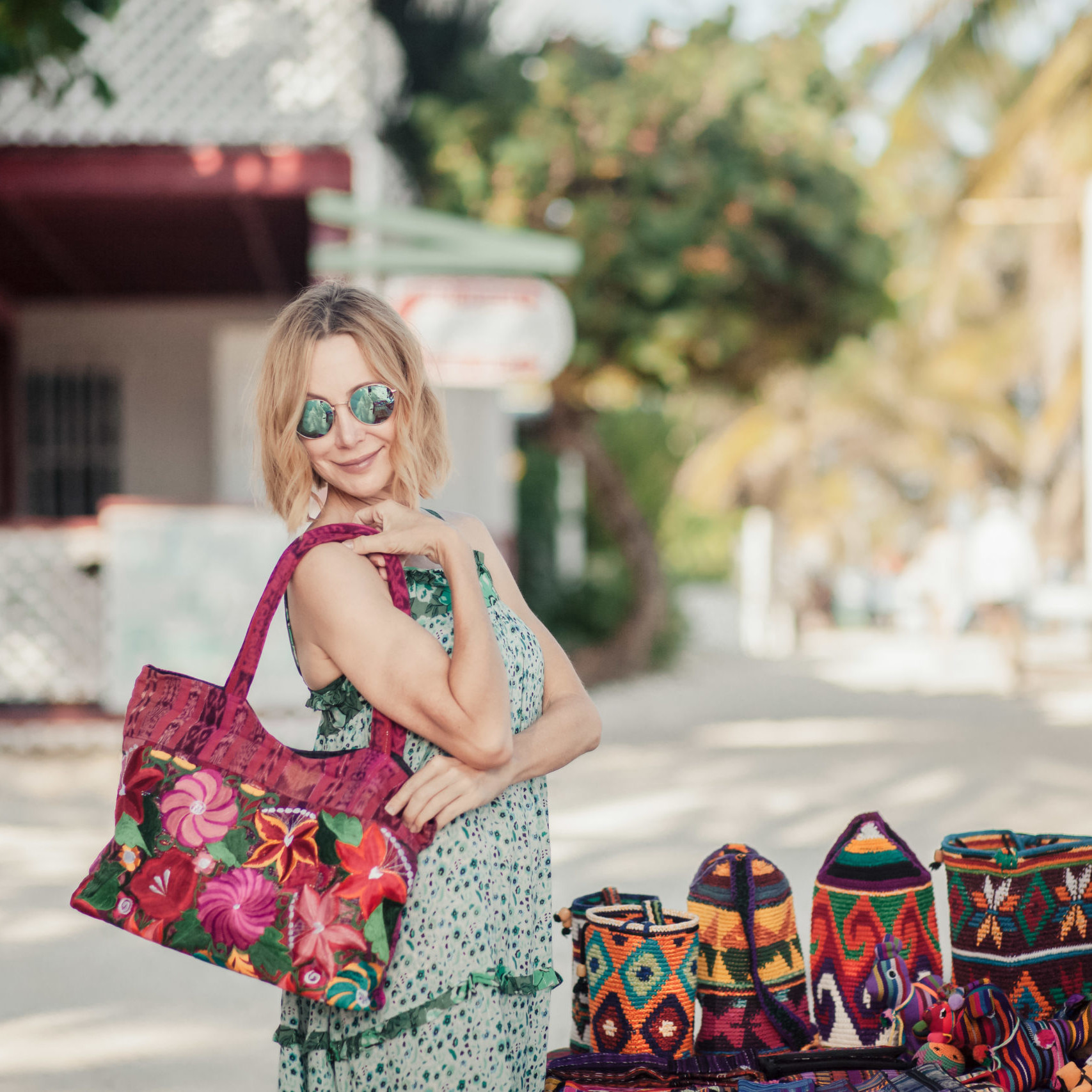 Lisa Breckenridge with purse in Belize
